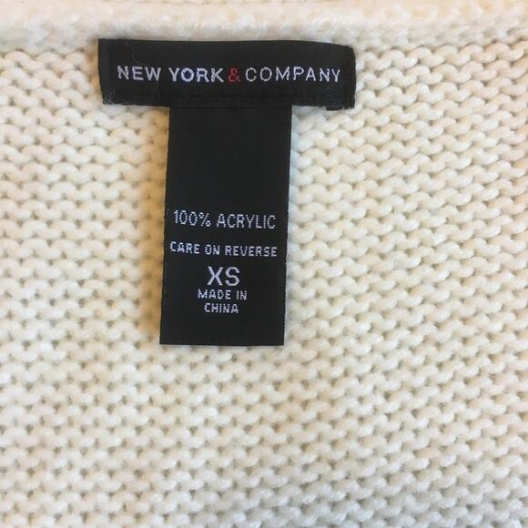New York & Company Ivory Cardigan Sweater Boxy Chunky One Button Closure - Picture 11 of 16